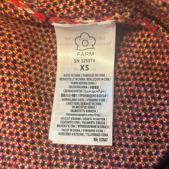 FARM Rio Multicolor Heart Motif Shawl Collar Cardigan - Red Blue Yellow - Picture 3 of 6